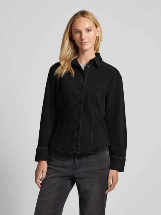 Zdjęcie produktu Bluzka jeansowa z kołnierzykiem koszulowym model ‘BERENICE’ IVY & OAK Czarny