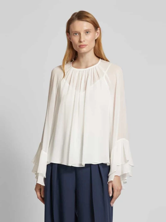 Zdjęcie produktu Bluzka jedwabna o kroju regular fit z plisami model ‘ZEO’ Max Mara Biały