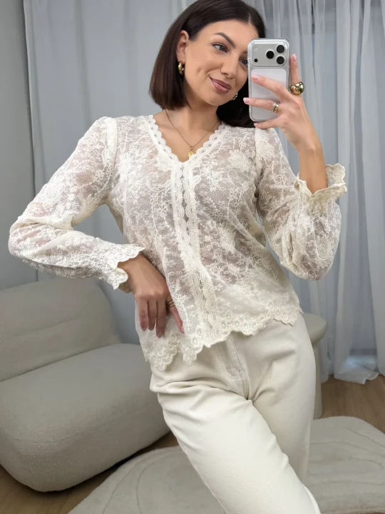 Zdjęcie produktu Bluzka Koronkowa Kremowa Kilky ClothStore Cream