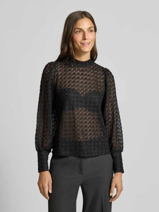Zdjęcie produktu Bluzka koronkowa o kroju regular fit z półgolfem model ‘BECCA’ Vero Moda Czarny