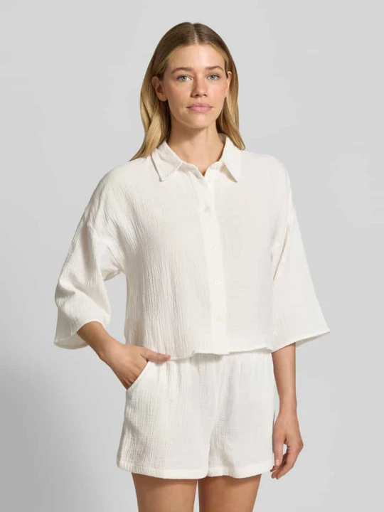 Zdjęcie produktu Bluzka koszulowa o kroju loose fit z czystej bawełny model 'NATALI' Vero Moda Biały