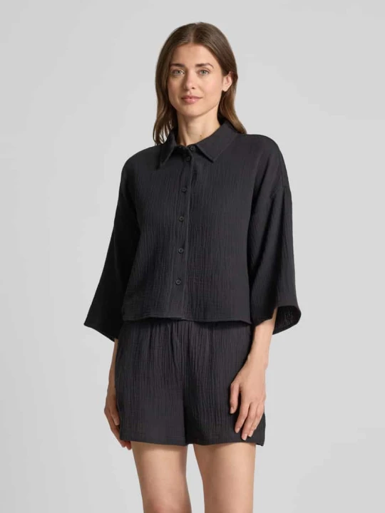 Zdjęcie produktu Bluzka koszulowa o kroju loose fit z czystej bawełny model 'NATALI' Vero Moda Czarny