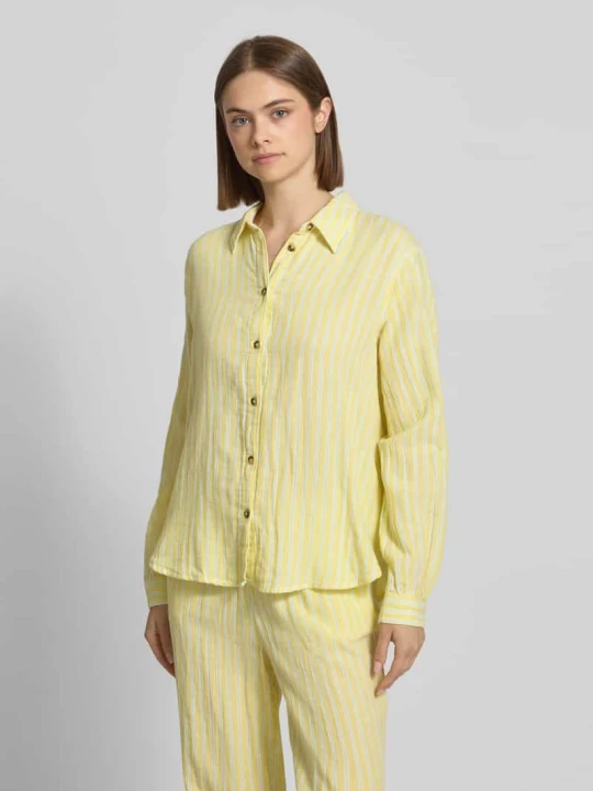 Zdjęcie produktu Bluzka koszulowa o kroju loose fit z czystej bawełny model 'THYRA' Only Jasnożółty