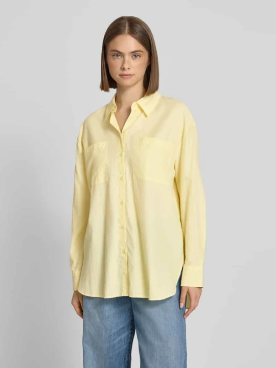 Zdjęcie produktu Bluzka koszulowa o kroju loose fit z dodatkiem bawełny model 'MELIA' Pieces Jasnożółty