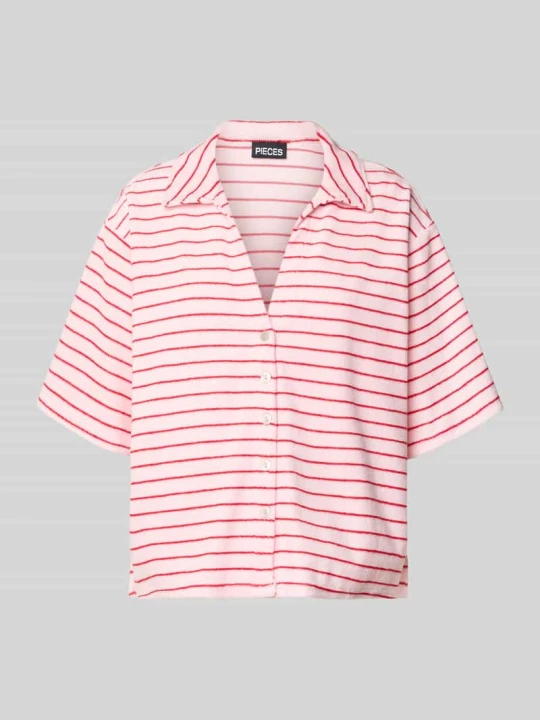 Zdjęcie produktu Bluzka koszulowa o kroju loose fit z mieszanki bawełny model 'KAY' Pieces Różowy