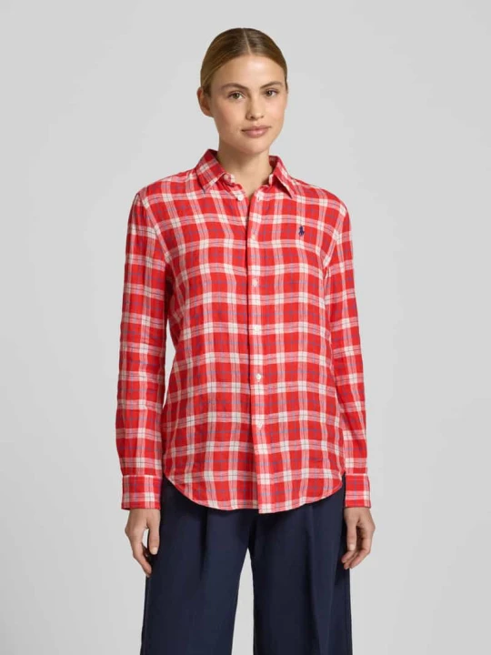 Zdjęcie produktu Bluzka koszulowa o kroju oversized z czystego lnu Polo Ralph Lauren Czerwony