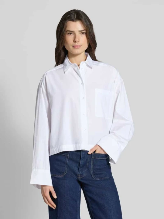 Zdjęcie produktu Bluzka koszulowa o kroju oversized z czystej bawełny ekologicznej model ‘Astha’ Selected Biały