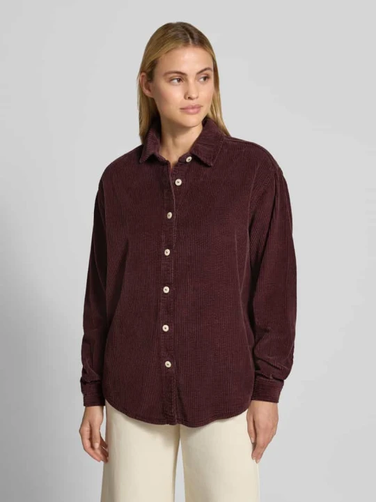 Zdjęcie produktu bluzka koszulowa o kroju oversized z czystej bawełny model 'Padow' American Vintage Bordowy