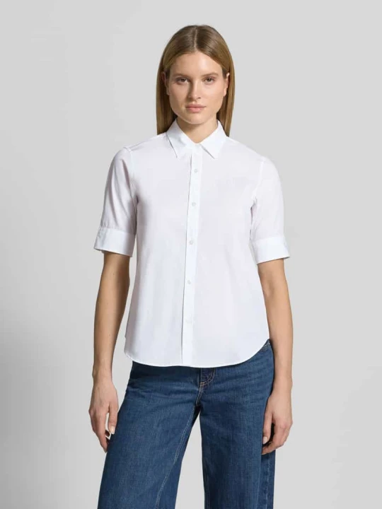 Zdjęcie produktu Bluzka koszulowa o kroju oversized z czystej bawełny model 'The Summer Shirt' Hugo Biały