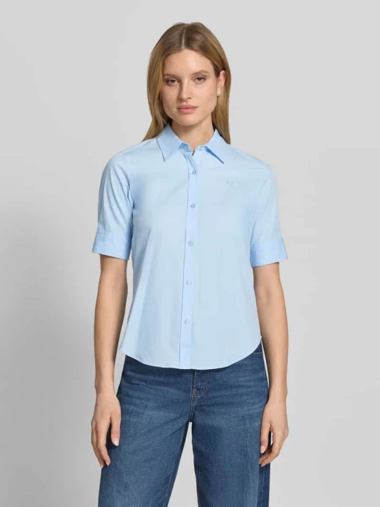Zdjęcie produktu Bluzka koszulowa o kroju oversized z czystej bawełny model 'The Summer Shirt' Hugo Jasnoniebieski