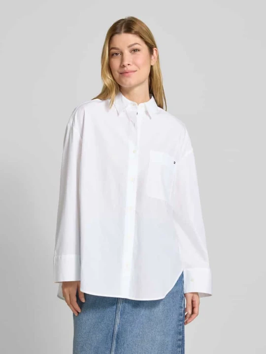 Zdjęcie produktu Bluzka koszulowa o kroju oversized z czystej bawełny Tommy Hilfiger Biały