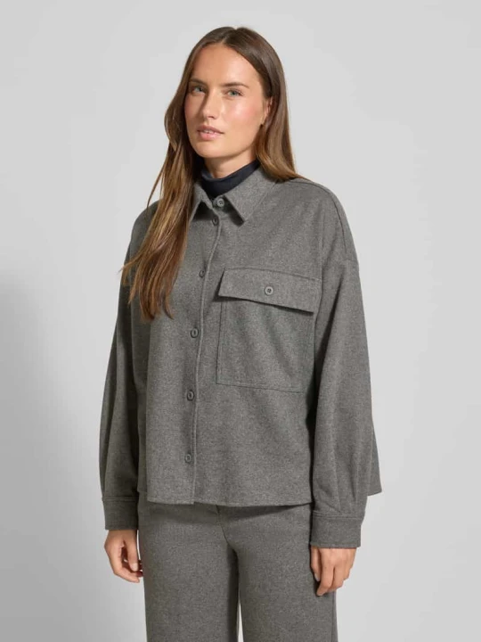 Zdjęcie produktu Bluzka koszulowa o kroju oversized z dodatkiem bawełny model ‘NANCY’ Weekend Max Mara Ciemnoszary