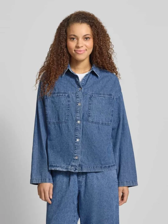 Zdjęcie produktu Oversize'owa koszula-bluzka o wyglądzie denimu model 'Enza' Noisy May Jeansowy niebieski