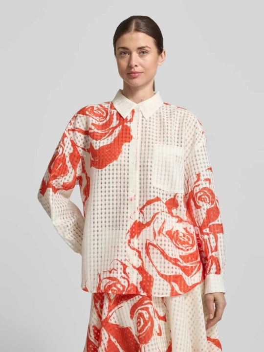 Zdjęcie produktu Bluzka koszulowa o kroju oversized z kołnierzykiem koszulowym model 'JORANGE' Essentiel Antwerp Biały