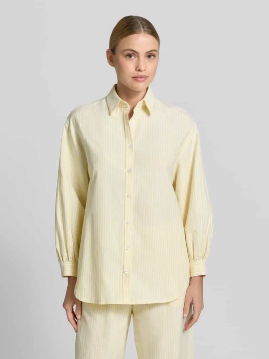 Zdjęcie produktu Bluzka koszulowa o kroju oversized z mieszanka bawełny model 'STELLA' VILLA SOPHIE Jasnożółty