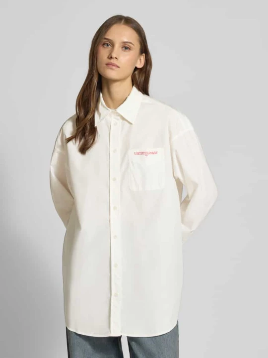 Zdjęcie produktu Bluzka koszulowa o kroju oversized z mieszanki bawełny Tommy Jeans Biały