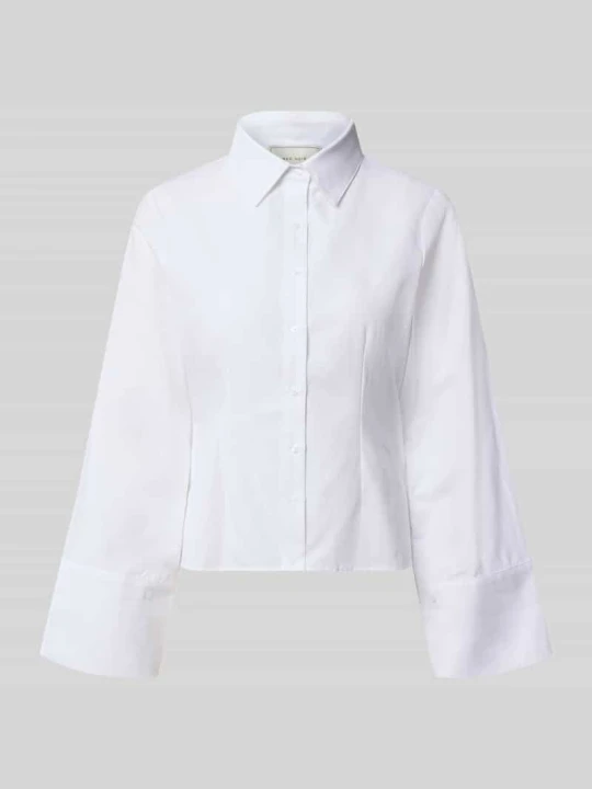 Zdjęcie produktu Bluzka koszulowa o kroju oversized z mieszanki bawełny z ozdobne szwy NEO NOIR Biały