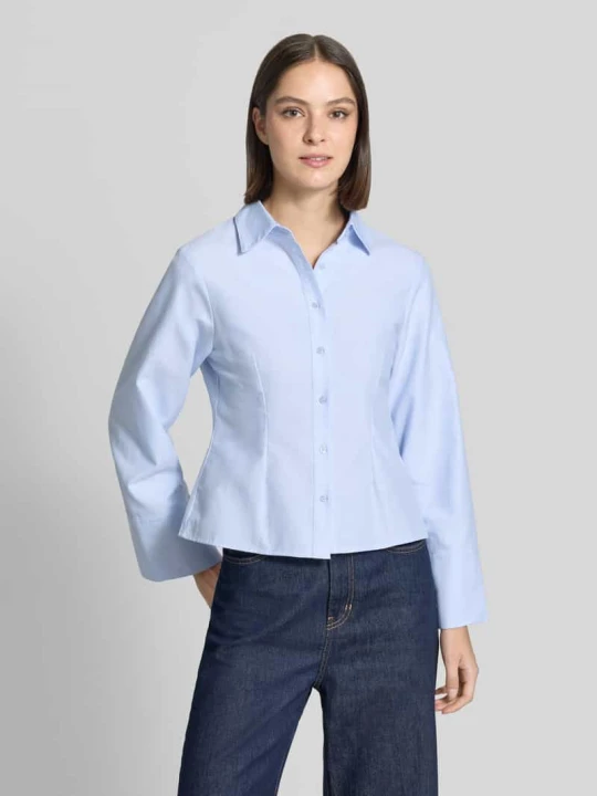 Zdjęcie produktu Bluzka koszulowa o kroju oversized z mieszanki bawełny z ozdobne szwy NEO NOIR Jasnoniebieski