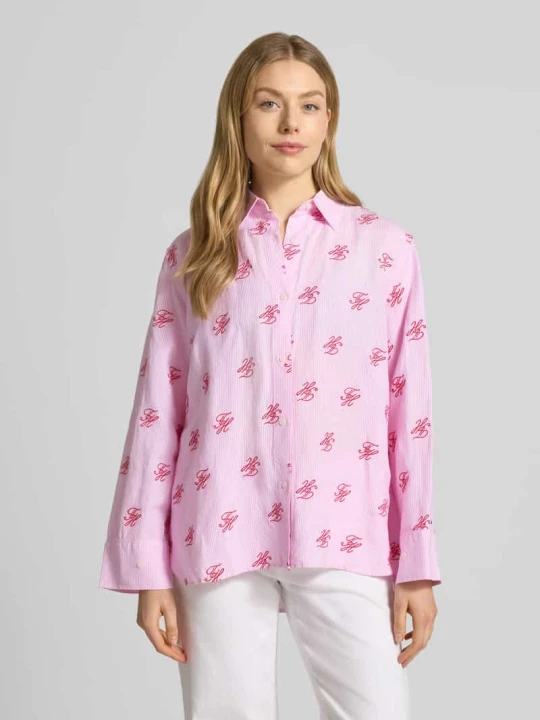 Zdjęcie produktu Bluzka koszulowa o kroju oversized z mieszanki lnu i wiskozy Tommy Hilfiger Różowy