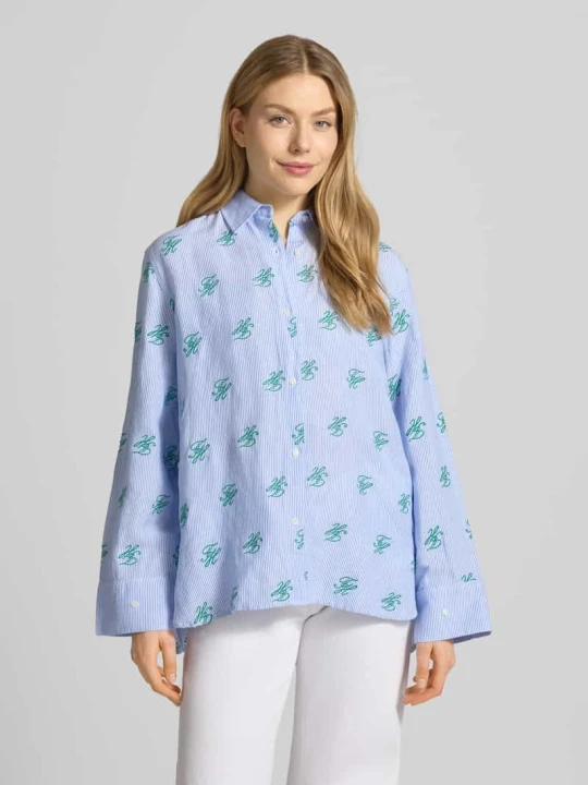 Zdjęcie produktu Bluzka koszulowa o kroju oversized z mieszanki lnu i wiskozy Tommy Hilfiger Jasnoniebieski