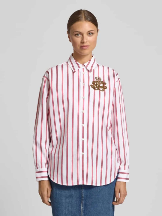 Zdjęcie produktu Bluzka koszulowa o kroju regular fit z aplikacją z logo model ‘KOTTA’ Lauren Ralph Lauren Czerwony melanż