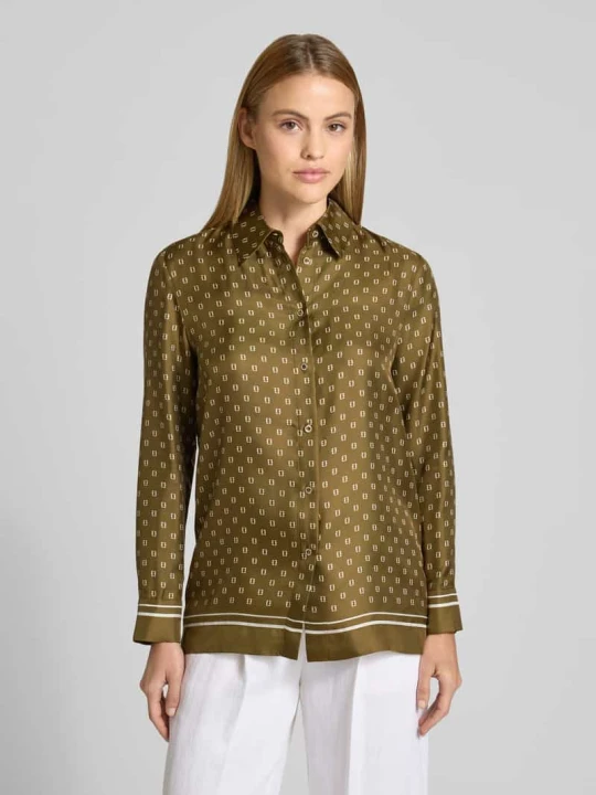 Zdjęcie produktu bluzka koszulowa o kroju regular fit z czystego jedwabiu model 'TENUTA' Max Mara Khaki