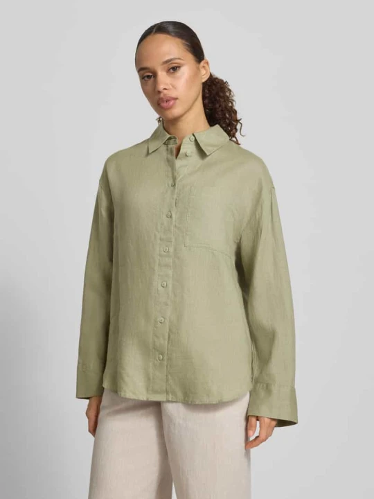 Zdjęcie produktu Bluzka koszulowa o kroju regular fit z czystego lnu s.Oliver Khaki