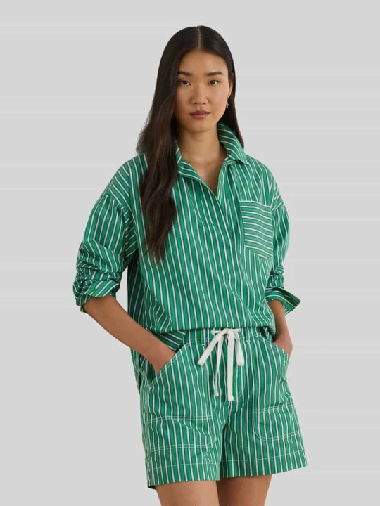 Zdjęcie produktu Bluzka koszulowa o kroju regular fit z czystej bawełny Lauren Ralph Lauren Zielony