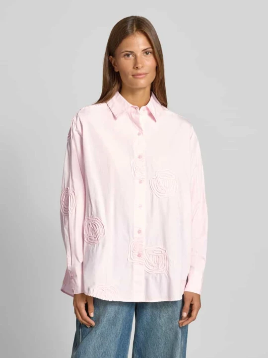 Zdjęcie produktu bluzka koszulowa o kroju regular fit z czystej bawełny model 'Dalma Doris' NEO NOIR Różowy