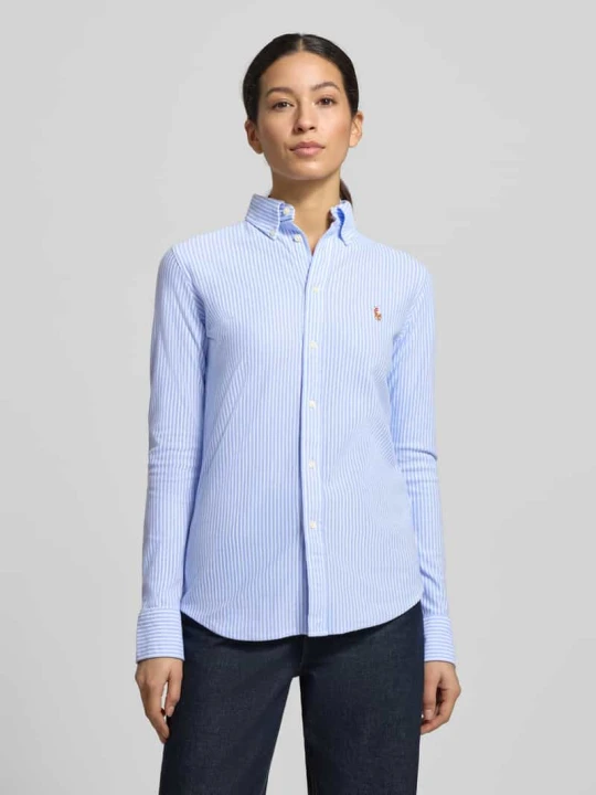 Zdjęcie produktu Bluzka koszulowa o kroju regular fit z czystej bawełny model „HEIDI” Polo Ralph Lauren Jasnoniebieski