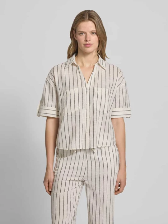 Zdjęcie produktu bluzka koszulowa o kroju regular fit z czystej bawełny model 'TIZANA' Only Złamany biały