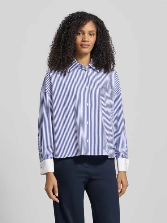 Zdjęcie produktu Bluzka koszulowa o kroju regular fit z czystej bawełny Weekend Max Mara Granatowy