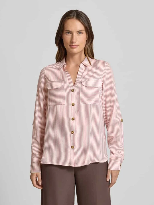 Zdjęcie produktu Bluzka koszulowa o kroju regular fit z czystej wiskozy model ‘BUMPY’ Vero Moda Brudnoróżowy