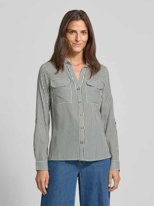Zdjęcie produktu Bluzka koszulowa o kroju regular fit z czystej wiskozy model ‘BUMPY’ Vero Moda Ciemnozielony