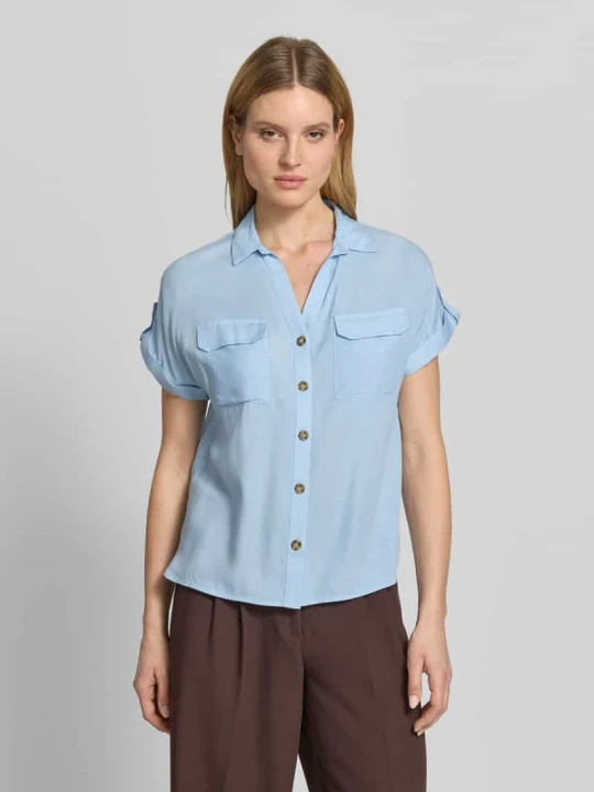 Zdjęcie produktu Bluzka koszulowa o kroju regular fit z czystej wiskozy model 'BUMPY' Vero Moda Jasnoniebieski