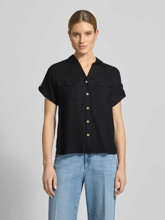 Zdjęcie produktu Bluzka koszulowa o kroju regular fit z czystej wiskozy model 'BUMPY' Vero Moda Czarny