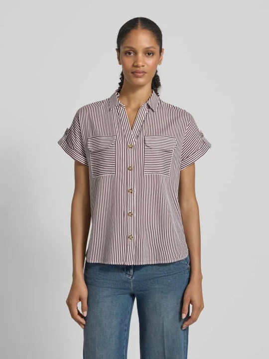 Zdjęcie produktu Bluzka koszulowa o kroju regular fit z czystej wiskozy model ‘BUMPY’ Vero Moda Bordowy