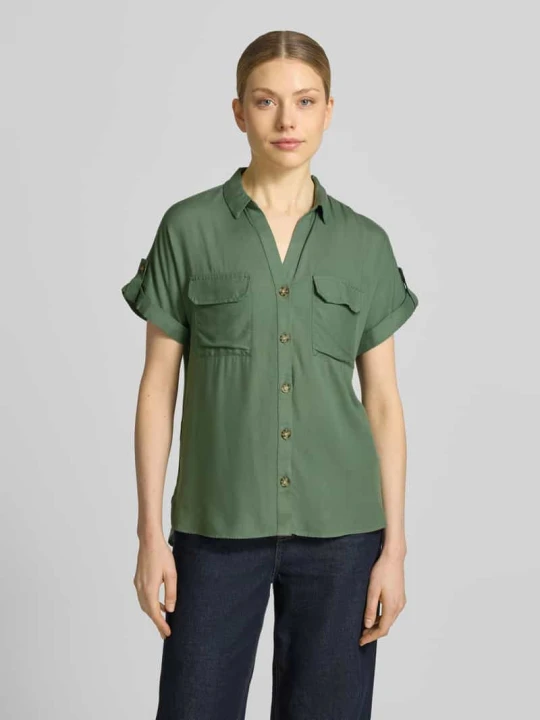 Zdjęcie produktu Bluzka koszulowa o kroju regular fit z czystej wiskozy model 'BUMPY' Vero Moda Zielony