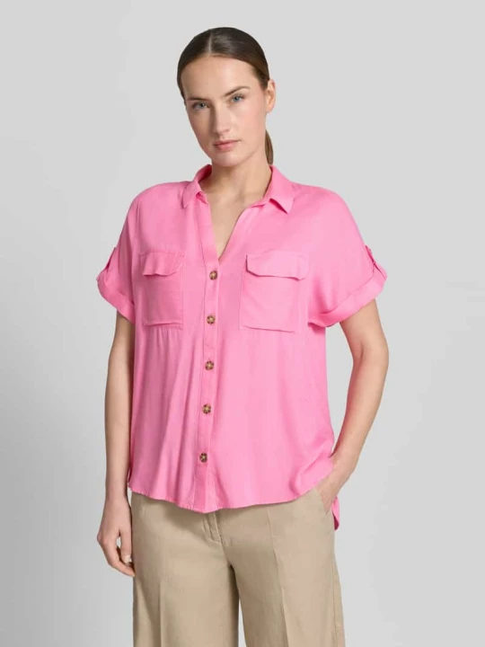 Zdjęcie produktu Bluzka koszulowa o kroju regular fit z czystej wiskozy model 'BUMPY' Vero Moda Mocnoróżowy