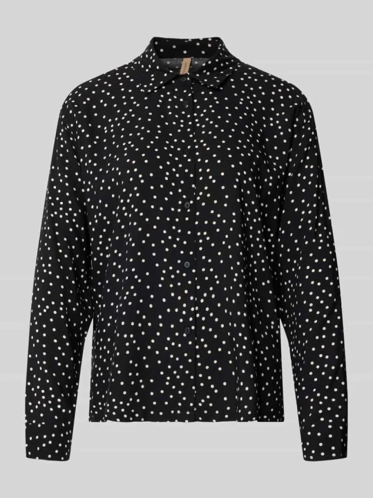 Zdjęcie produktu bluzka koszulowa o kroju regular fit z czystej wiskozy model 'GILDA' Soyaconcept Czarny