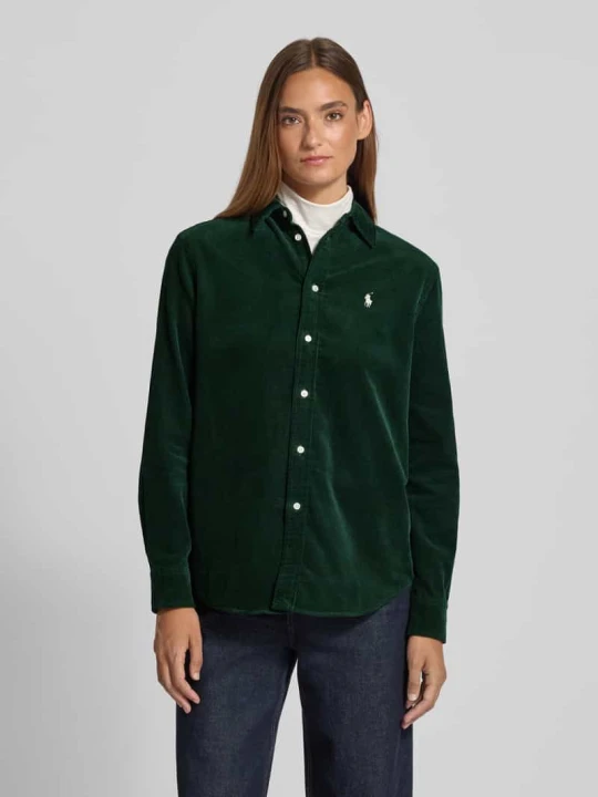 Zdjęcie produktu Bluzka koszulowa o kroju regular fit z imitacji sztruksu model ‘Sport’ Polo Ralph Lauren Ciemnozielony
