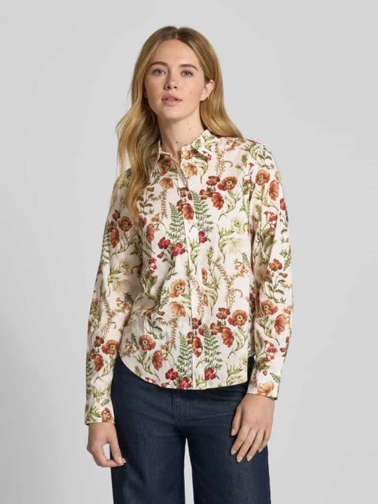 Zdjęcie produktu Bluzka koszulowa o kroju regular fit z kwiatowym nadrukiem na całej powierzchni model ‘Floral’ Gant Écru