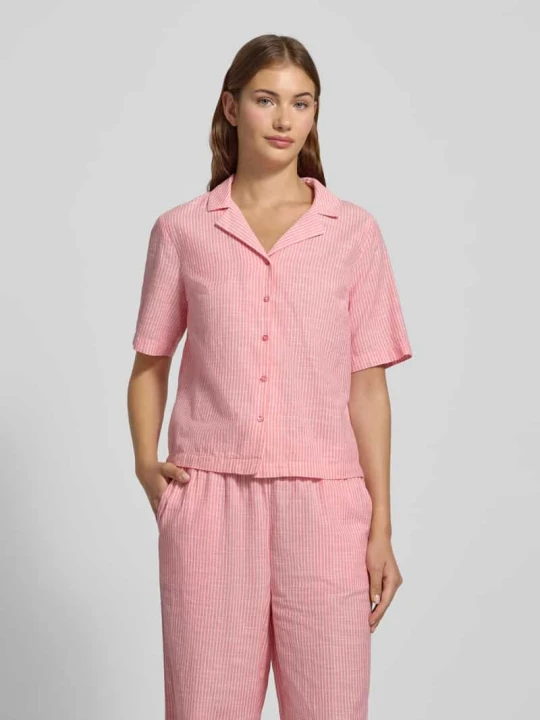 Zdjęcie produktu Bluzka koszulowa o kroju regular fit z mieszanki bawełny i lnu model ‘PIA’ Pieces Różowy