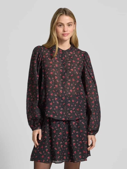 Zdjęcie produktu Bluzka koszulowa o kroju regular fit z mieszanki wiskozy model ‘Nancy’ MSCH Copenhagen Czarny