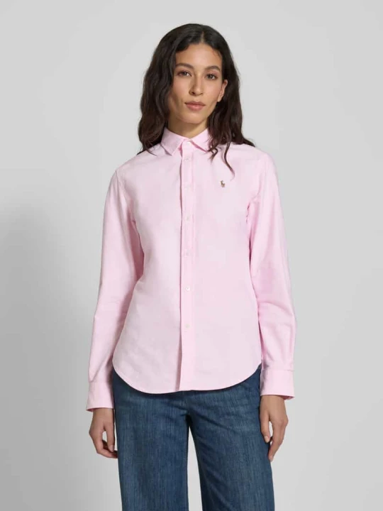 Zdjęcie produktu Bluzka koszulowa z wyhaftowanym logo model ‘Kendal’ Polo Ralph Lauren Mocnoróżowy