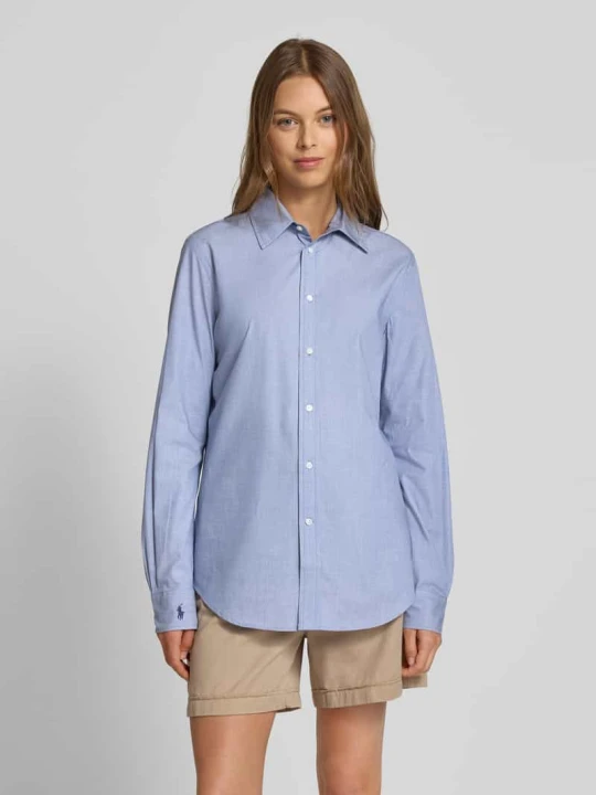 Zdjęcie produktu Bluzka koszulowa o kroju regular fit z wyhaftowanym logo Polo Ralph Lauren Ciemnoniebieski