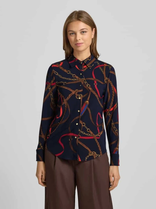 Zdjęcie produktu Bluzka koszulowa o kroju regular fit we wzorze na całej powierzchni model 'DAQUANE' Lauren Ralph Lauren Granatowy