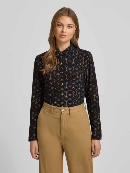 Zdjęcie produktu Bluzka koszulowa o kroju regular fit z nadrukiem na całej powierzchni Model 'DAQUANE' Lauren Ralph Lauren Granatowy