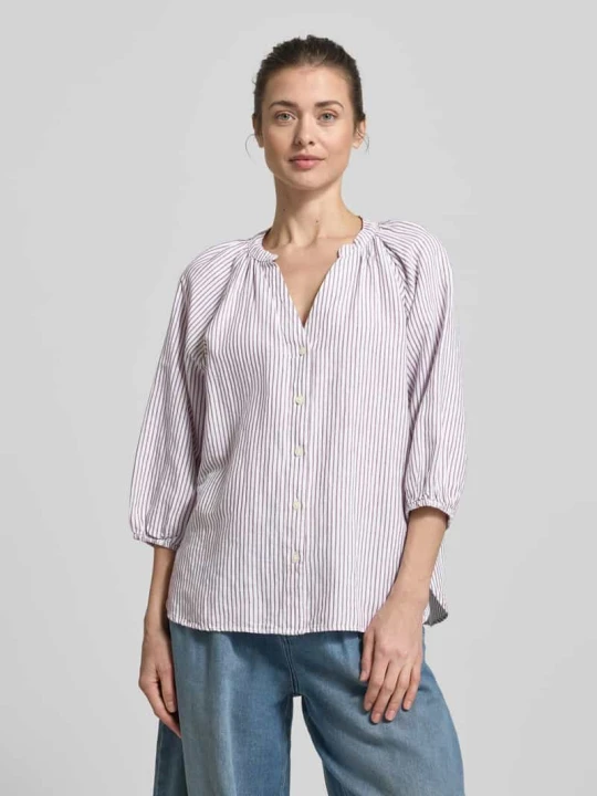 Zdjęcie produktu bluzka koszulowa o kroju relaxed fit mieszanka lnu i bawełny model 'ALBERTA' Selected