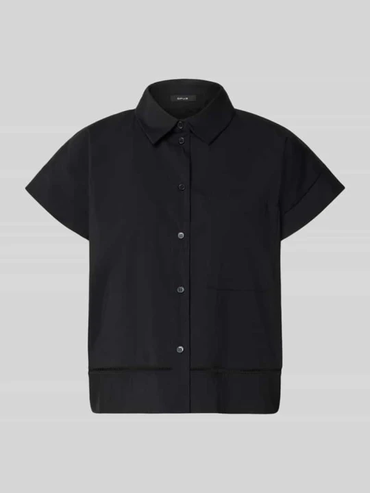 Zdjęcie produktu Bluzka koszulowa o kroju relaxed fit z ażurowym haftem model 'Fallerie' Opus Czarny